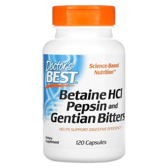 Doctor's Best Betaine HCl Pepsin & Gentian Bitters Capsules 120 Capsules