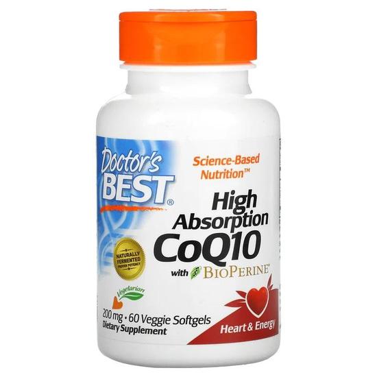 Doctor's Best High Absorption CoQ10 With BioPerine 200mg Veg Softgels 60 Softgels