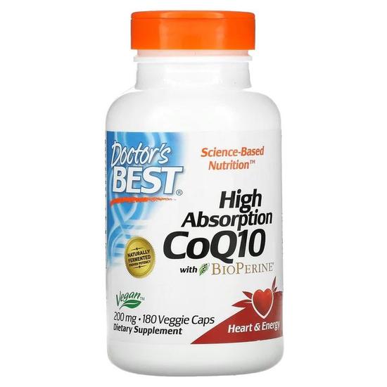 Doctor's Best High Absorption CoQ10 With BioPerine 200mg Vegicaps 180 Vegicaps