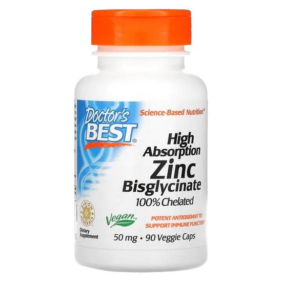 Doctor's Best High Absorption Zinc Bisglycinate 50mg Vegicaps 90 Vegicaps