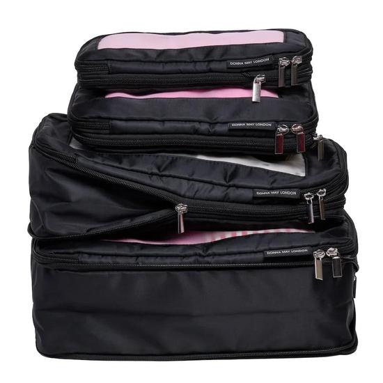 Donna May London Compression Packing Cubes Set Of 4 Black With Spotty Interior