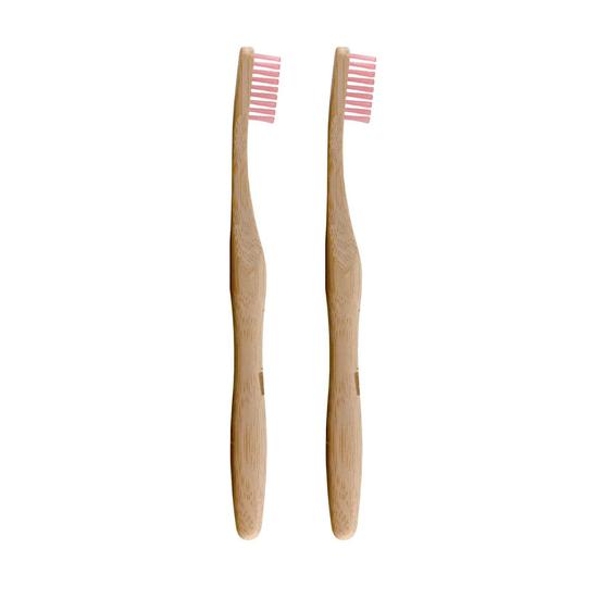 Dr Botanicals Bamboo Toothbrush Pink Twin Value Savings Pack