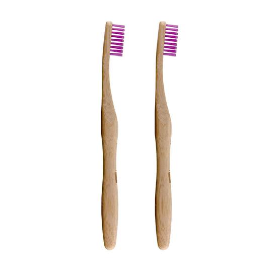 Dr Botanicals Bamboo Toothbrush Purple Twin Value Savings Pack