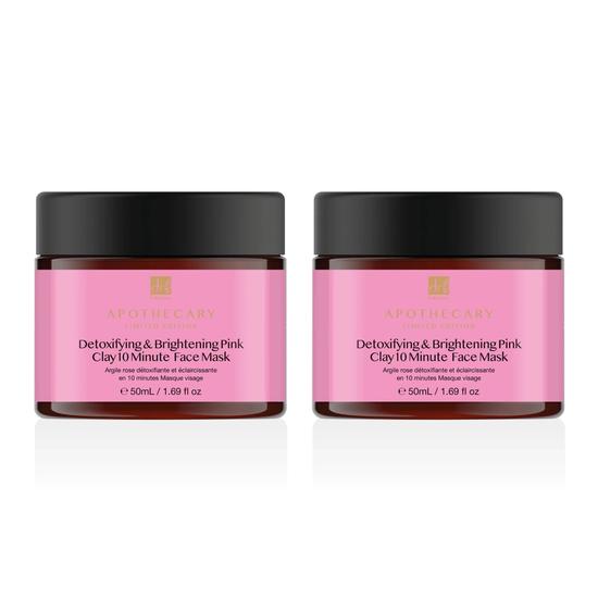 Dr Botanicals Detoxifying & Brightening Pink Clay 10 Minute Face Mask Twin Value Savings Pack 50ml