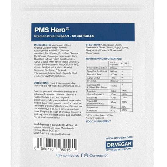 Dr Vegan PMS Hero Premenstrual Support Capsules 60 Capsules