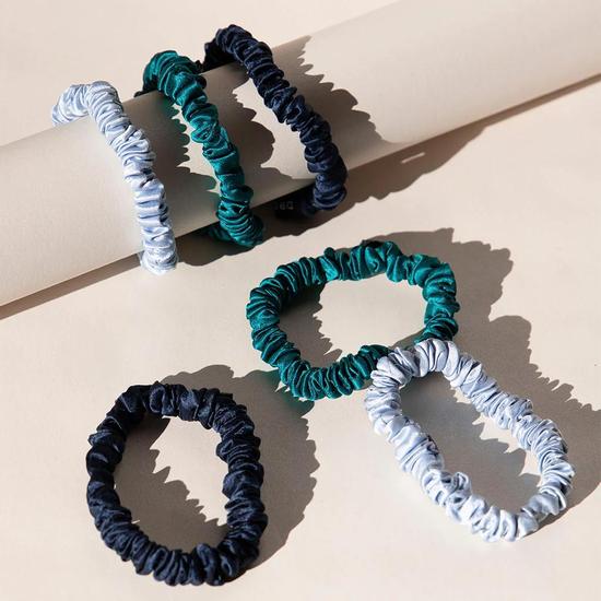 Drowsy Skinny Scrunchie Set Blue & Green