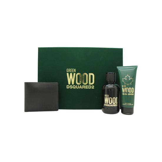 Dsquared2 Green Wood Gift Set 100ml Eau De Toilette + 100ml Shower Gel + Wallet