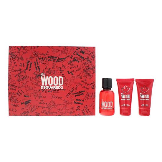 Dsquared2 Red Wood Eau De Toilette 50ml, Shower Gel 50ml + Body Lotion 50ml