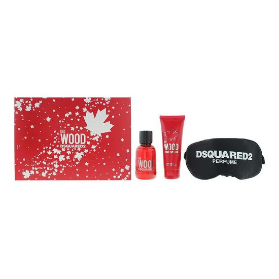 Dsquared2 Red Wood Eau De Toilette 50ml, Shower Gel 50ml + Night Mask Gift Set 50ml