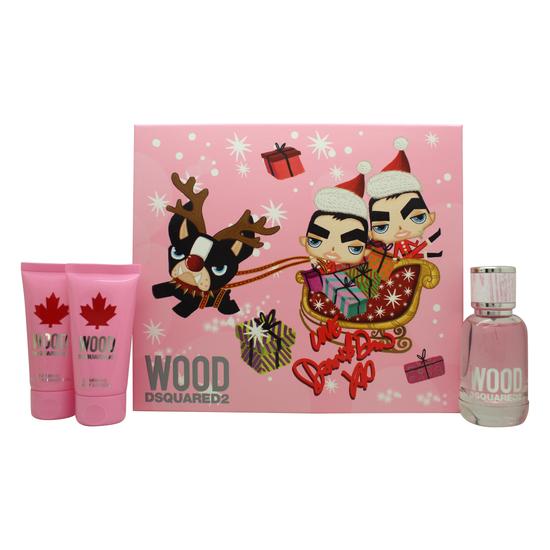 Dsquared2 Wood For Her Gift Set 50ml Eau De Toilette + 50ml Body Lotion + 50ml Shower Gel