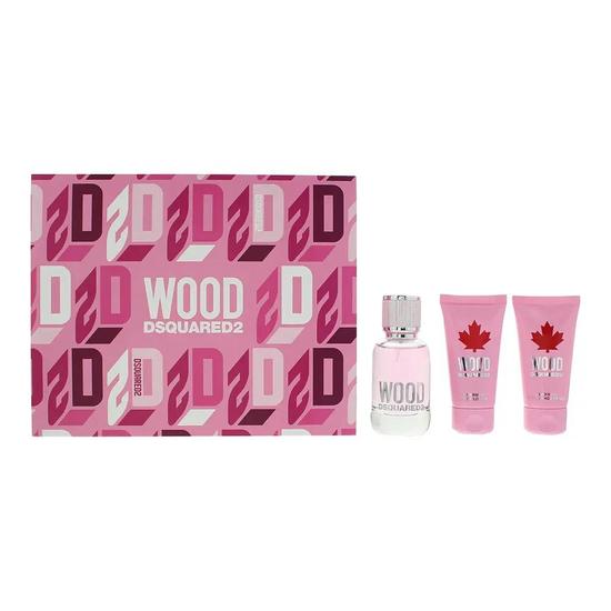 Dsquared2 Wood Gift Set: Eau De Toilette 50ml Shower Gel 50ml Body L 3 Piece