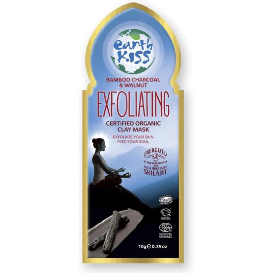 Earth Kiss Inspirations Exfoliating Organic Clay Mask With Shilajit, Bamboo Charcoal & Walnut To Exfoliate Your Skin 10g