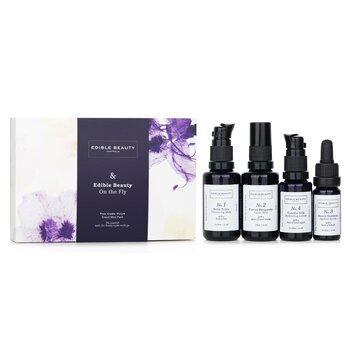 Edible Beauty On The Fly Travel Mini Kit: Cleansing Milk 15ml+ Toner Mist 30ml+ Ageless Serum 10ml+ Hydrating Lotion 15ml
