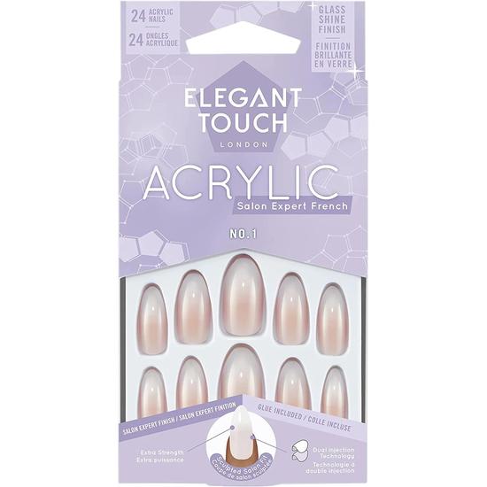 Elegant Touch Acrylic French Stiletto False Nails