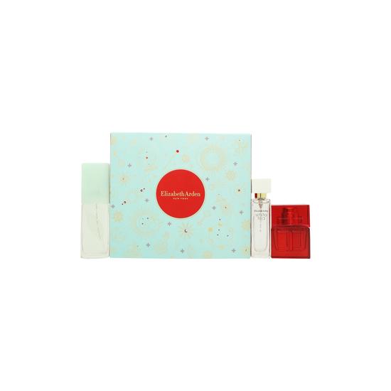 Elizabeth Arden Holiday Fragrance Gift Set 10ml Red Door Eau De Toilette + 10ml White Tea Eau De Toilette + 15ml Green Tea Scent Spray