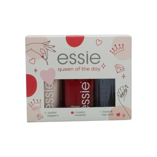 essie Queen Of The Day Nail Polish Gift Set 13.5ml Ballet Slippers + 13.5ml Russian Roulette + 13.5ml Base & Top Coat