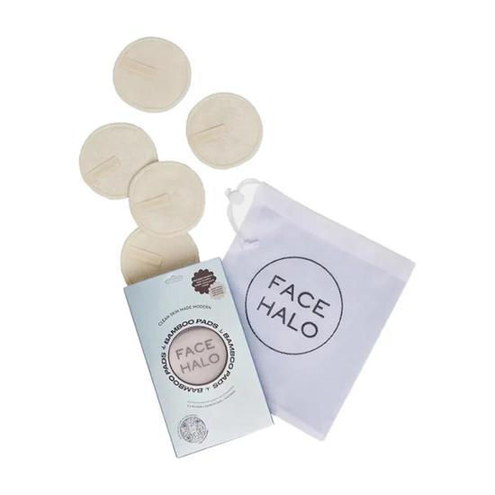 FACE HALO Bamboo Pads, 8 Reusable Pads & Washbag