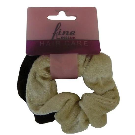 Fine Lines UK Velvet Ponytail Scrunchies 6012 Assorted 2 Pcs