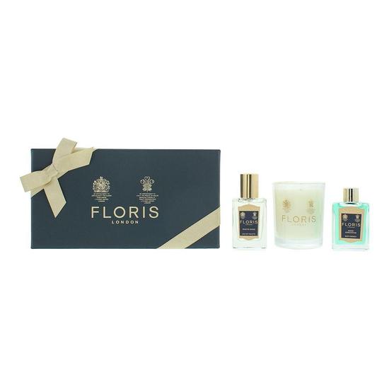 Floris White Rose Eau De Toilette 14ml, Bath Essence 15ml + Candle 70g Gift Set 14ml