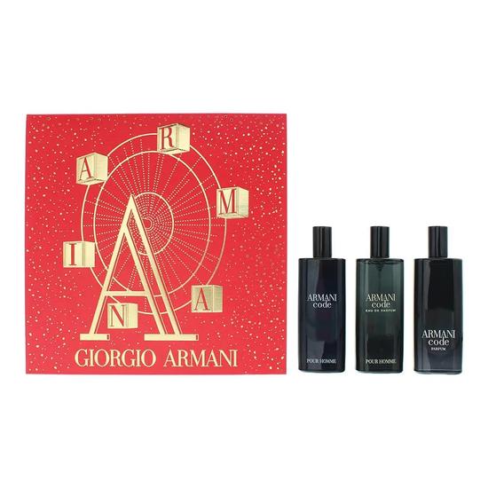 Giorgio Armani Code Pour Homme Gift Set: Eau De Toilette 15ml Eau De Parfum 15ml Parfum 15ml 3 Piece