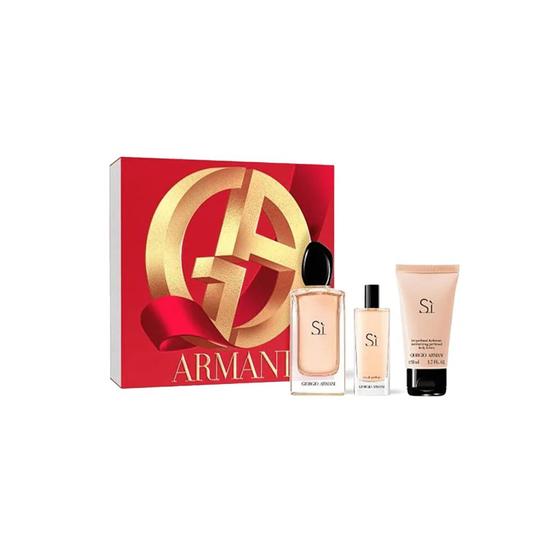 Giorgio Armani Si Eau De Parfum Women's Gift Set Spray 100ml With Body Lotion & 15ml Eau De Parfum