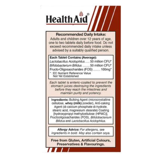 Health Aid Acidophilus 100million +FOS Tablets 60 Tablets