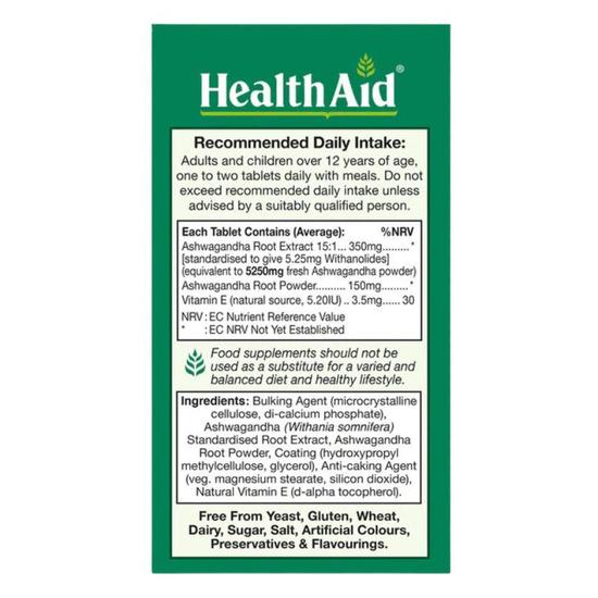 Health Aid Ashwagandha Root Extract Tablets 60 Tablets