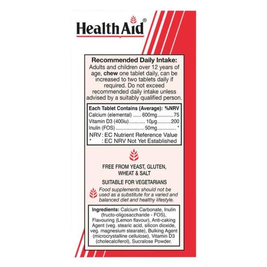 Health Aid Calcium 600mg Chewable Tablets 60 Tablets