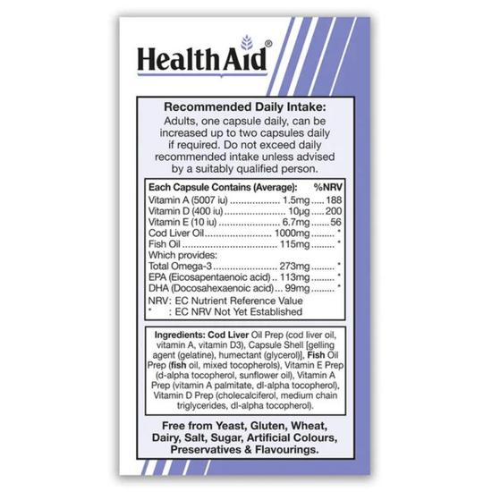 Health Aid Cod Liver Oil 1000mg Vegicaps 30 Vegicaps