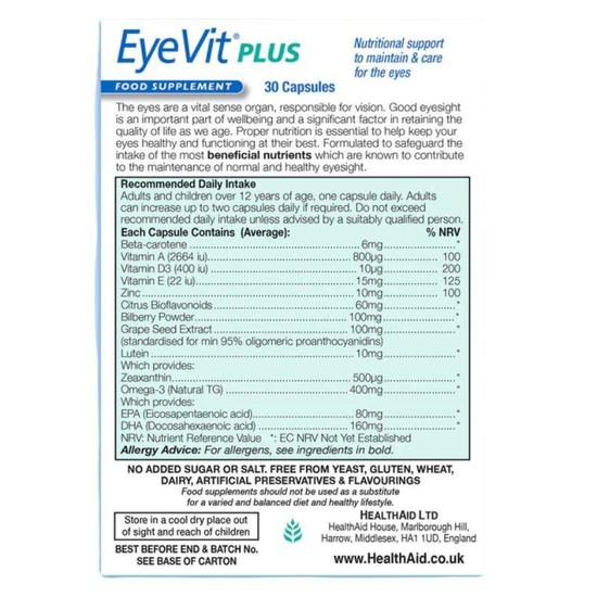 Health Aid EyeVit Plus Capsules 30 Capsules