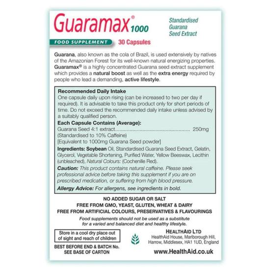 Health Aid Guaramax 1000mg Capsules 30 Capsules