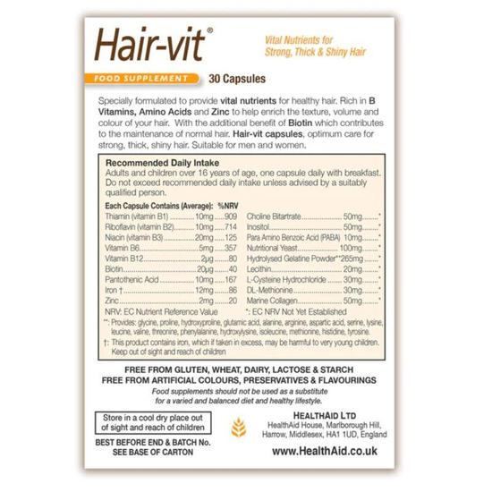 Health Aid Hair-Vit Capsules 30 Capsules