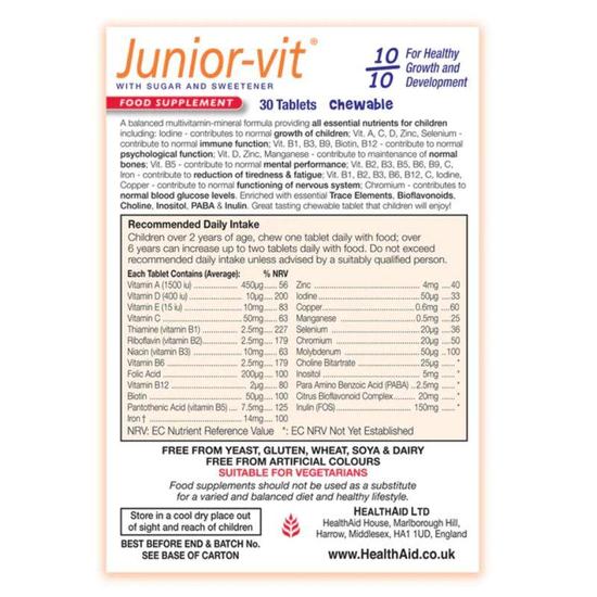 Health Aid Junior-Vit Chewable Tablets 30 Tablets