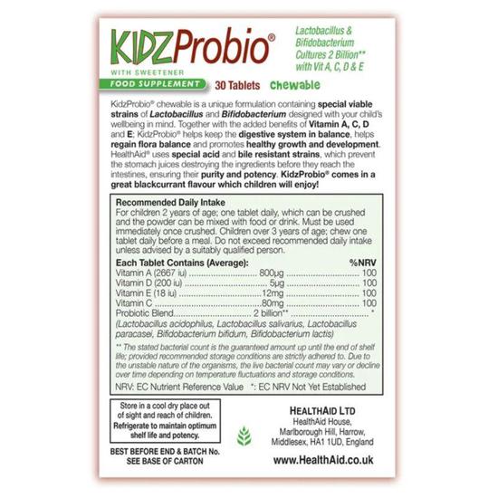 Health Aid KidzProbio 2 Billion Tablets 30 Tablets