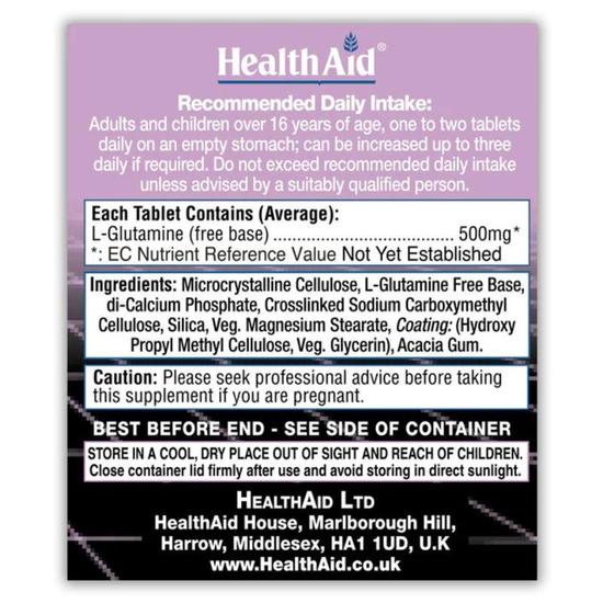 Health Aid L-Glutamine 500mg Tablets 60 Tablets