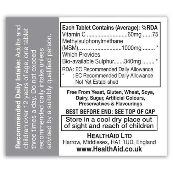 Health Aid MSM 1000mg Tablets 90 Tablets