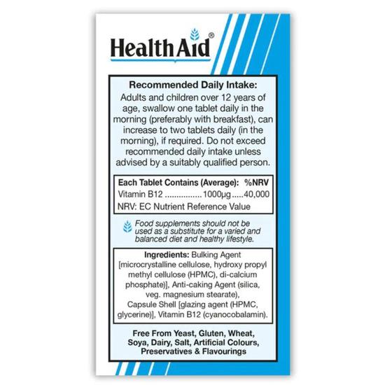 Health Aid Vitamin B12 1000ug Prolonged Release Tablets 50 Tablets