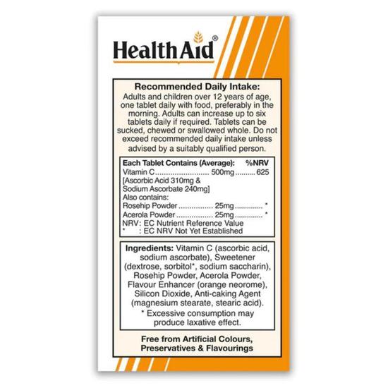 Health Aid Vitamin C 500mg Chewable Tablets 100 Tablets