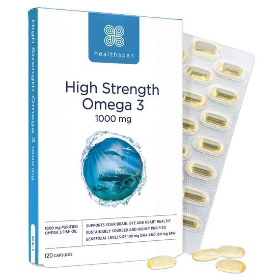 Healthspan High Strength Omega 3 1000mg Capsules 120 Capsules