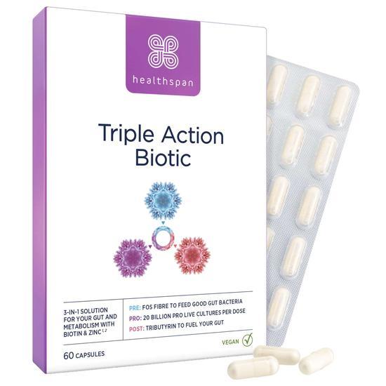 Healthspan Triple Action Biotic Capsules 60 Capsules