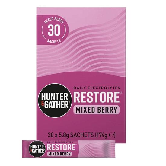 Hunter and Gather Restore Mixed Berries Electrolyte Sachets 30 Sachets