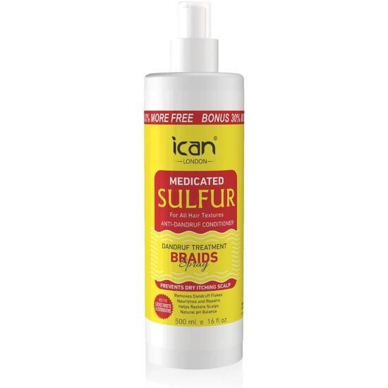 Ican London Medicated Sulphur Dandruff Treatment Braids Spray 500ml