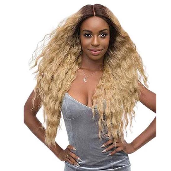 Janet Collection Extended Deep Part Synthetic Athena Lace Wig Maple