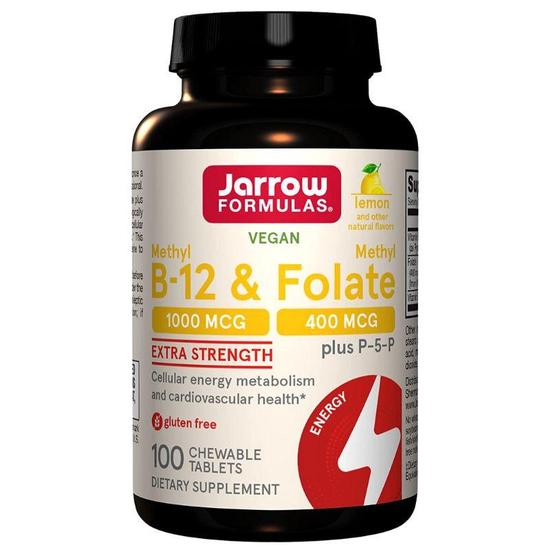 Jarrow Formulas Methyl B12 & Methyl Folate 400mcg Lemon Lozenges 100 Lozenges