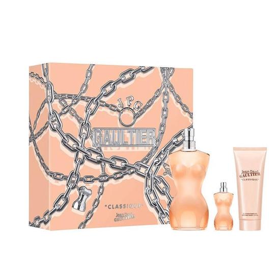 Jean Paul Gaultier Classique Eau De Toilette Women's Perfume Gift Set Spray 100ml With Body Lotion & 6ml Eau De Toilette