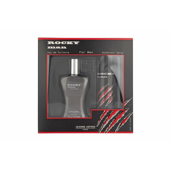 Jeanne Arthes Rocky Man Gift Set 100ml Eau De Toilette + 200ml Deodorant Spray