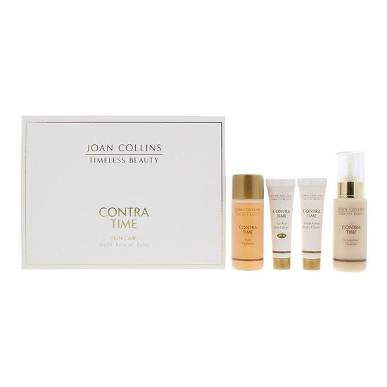 Joan Collins Contra Time Gift Set: Scrupulous Cleanser 50ml Rose Optimise Lotion 50ml Day Cream SPF 15 12ml Night Cream 12ml 4 Piece