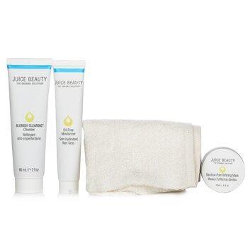 Juice Beauty Blemish Clearing Solutions Kit : Cleanser + Moisturiser + Mask + Washcloth