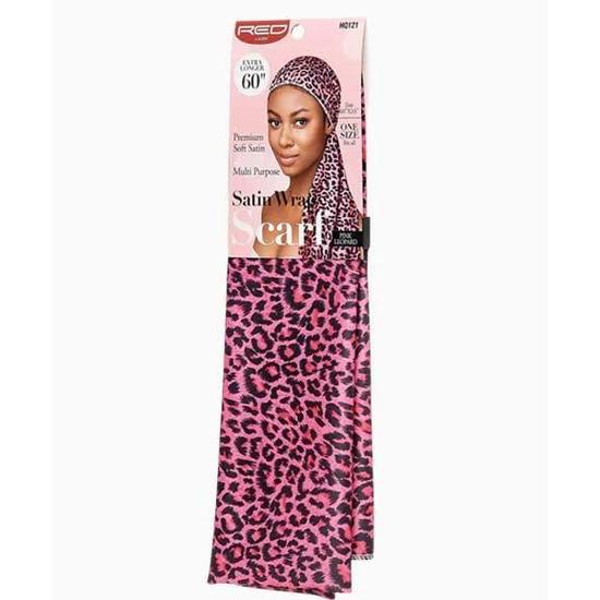 Kiss Satin Wrap Multi Purpose Pink Leopard Scarf HQ121 One Size