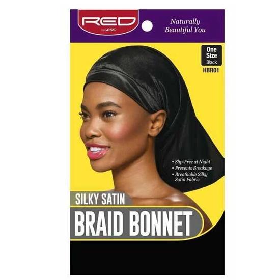 Kiss Silky Satin Braid Bonnet Black HBR01 One Size